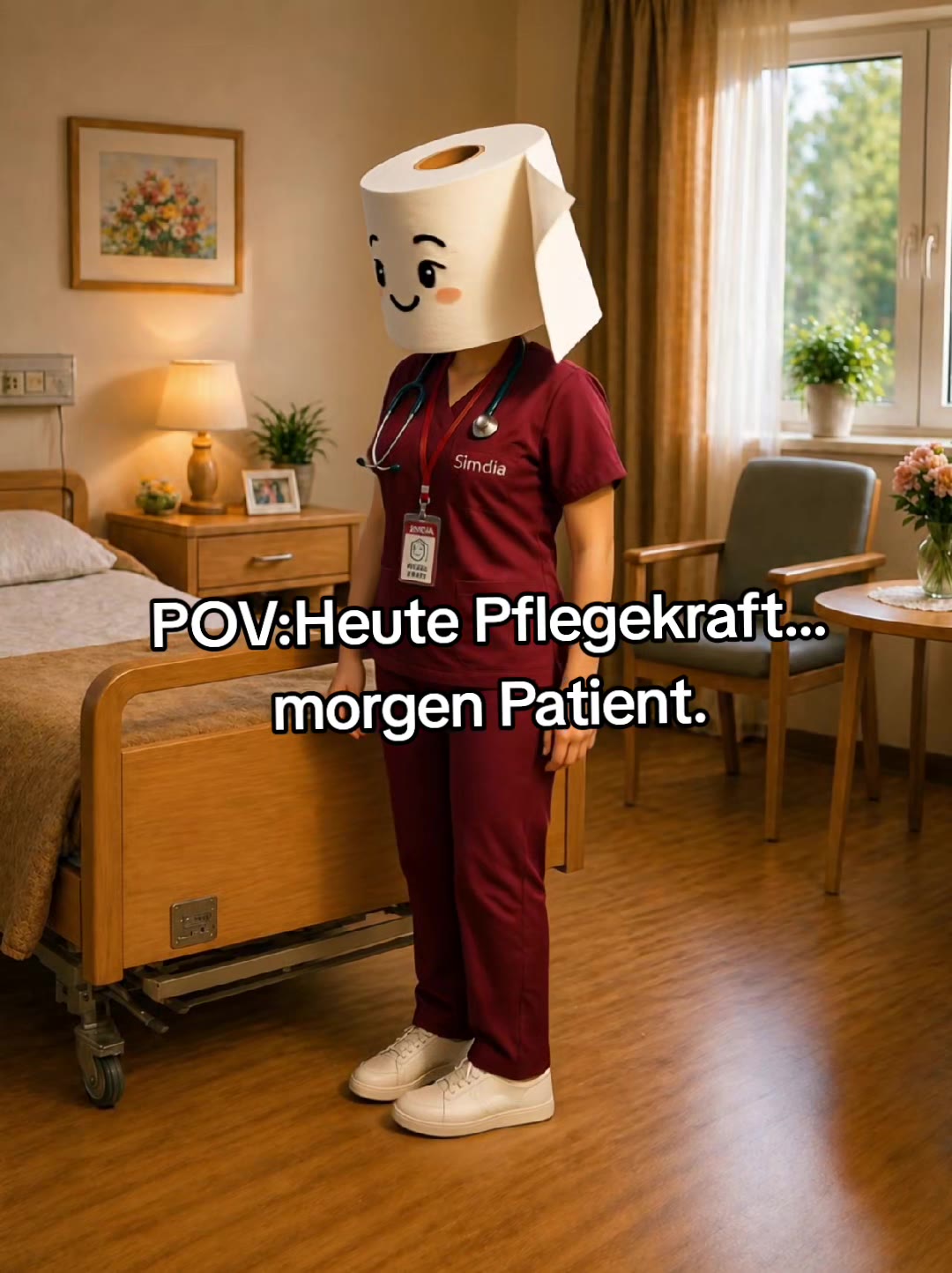 Heute Pflegekraft, morgen Patient – Pflegevideo aus dem Pflegealltag mit Sr. Simdia und Frau Button